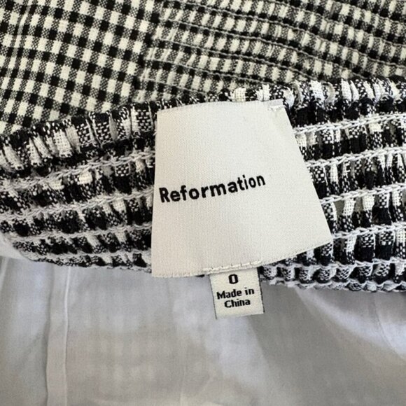 NEW Reformation Hattie Linen Top in Black and White Remy Check | size US 0 - Picture 10 of 13